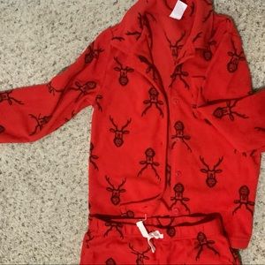 Kids Red 2-pc (size 10/12) and Blue footies (size 12) Pajamas